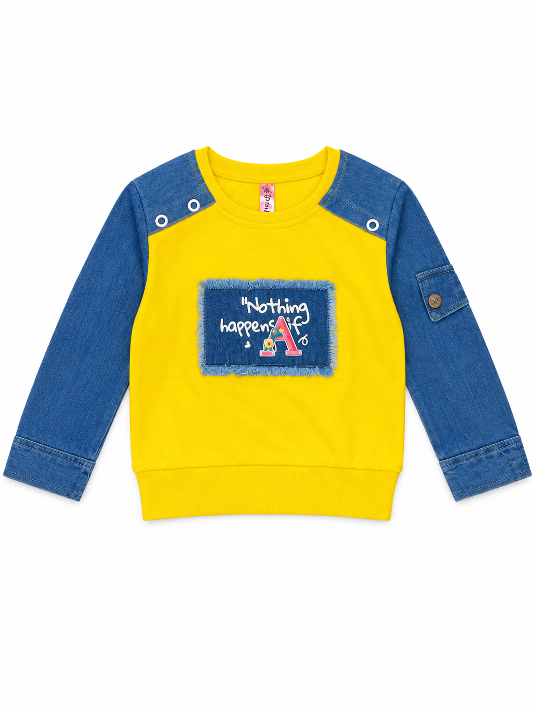 Girls Yellow & Blue Long Sleeve Sweatshirt