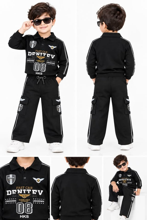 Boys Black Bentley Printed Partywear co-rds set