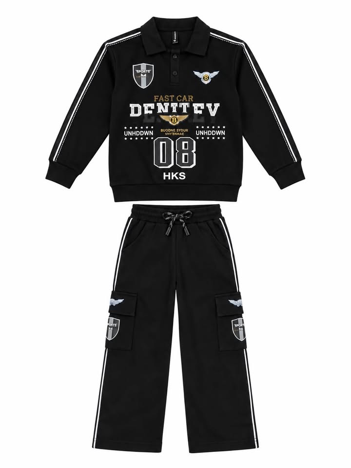 Boys Black Bentley Printed Partywear co-rds set