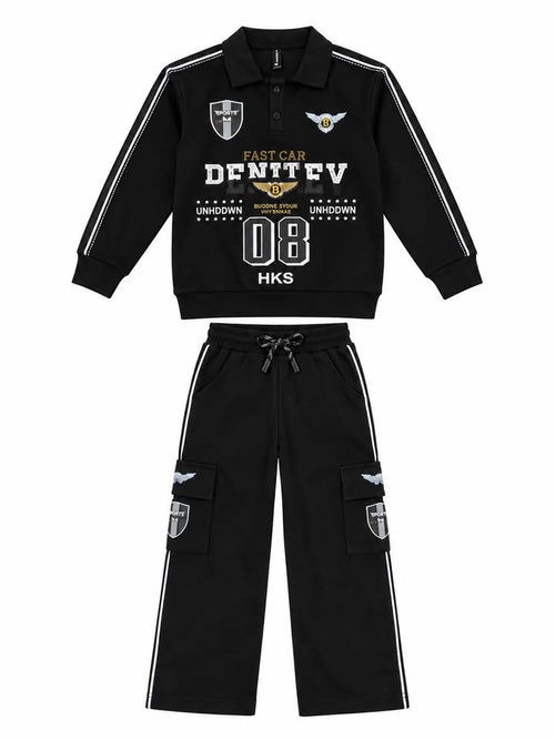 Boys Black Bentley Printed Partywear co-rds set
