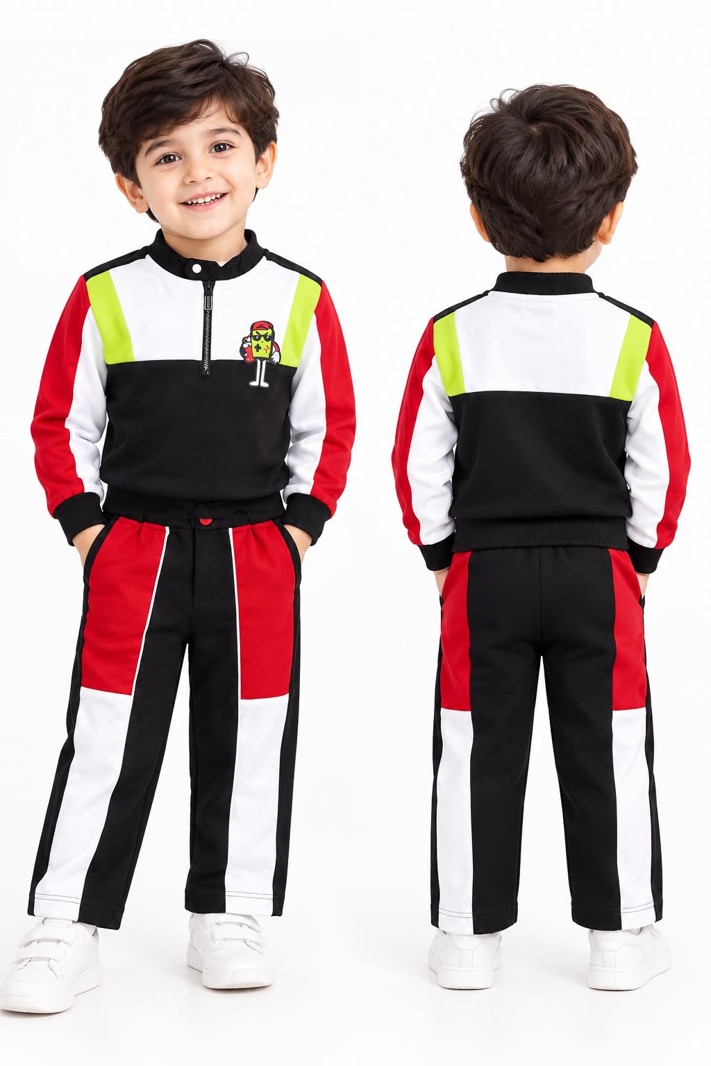 Boys Co-Ord Set with Full Sleeve Printed Sweatshirt & Track Pants