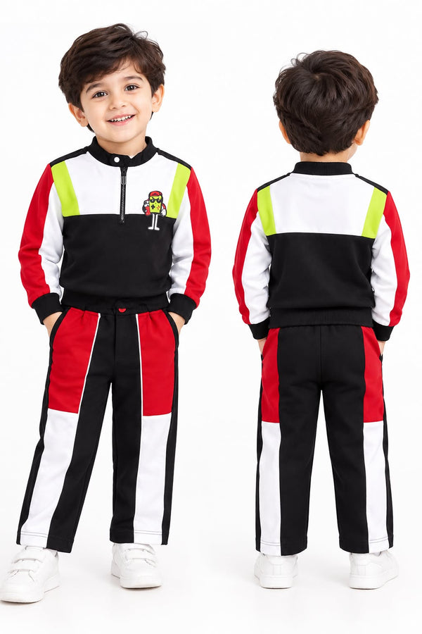 Boys Co-Ord Set with Full Sleeve Printed Sweatshirt & Track Pants