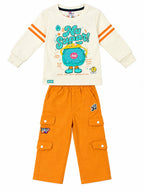 Boys Co-Ord Set with Full Sleeve Printed Sweatshirt & Cargo Pants