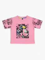 Girls Pink Cartoon Graphic Printed T-Shirt