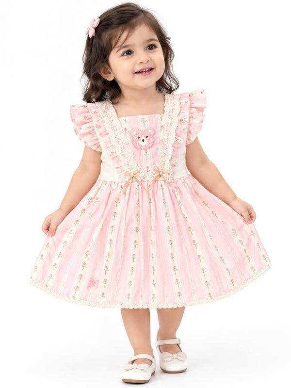 Everyday Casual Pastel Tiered Frock for Girls