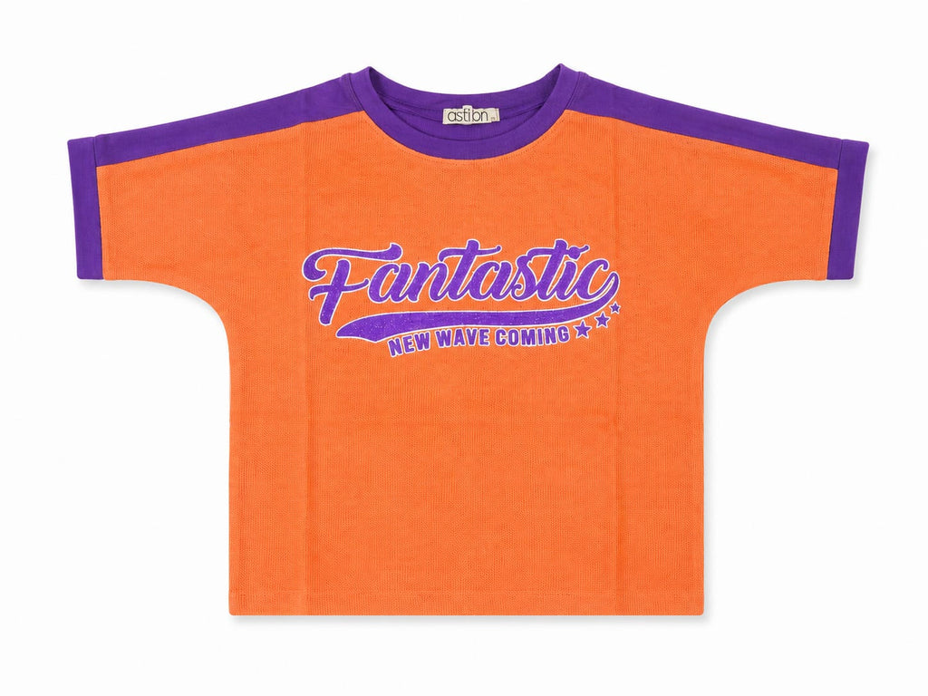 Girls Orange & Purple Graphic T-Shirt