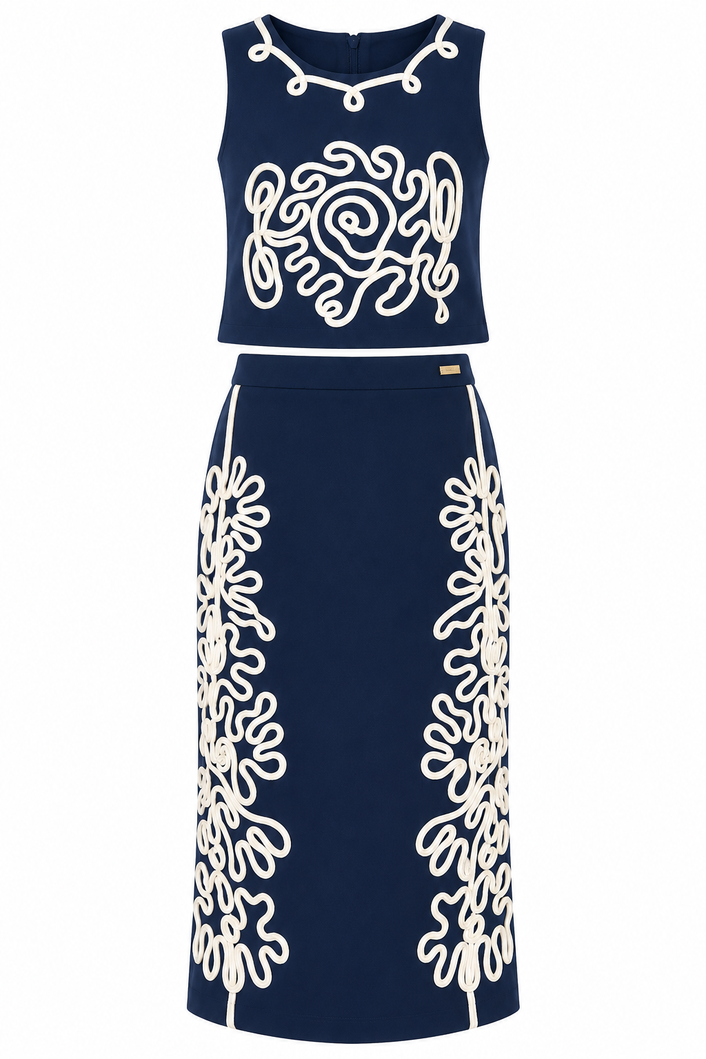 Girls Navy Blue Floral 3D Embellished Jacket with White Printed T-Shirt and Mini Skirt – Stylish 3-Piece Designer Party Wear Set