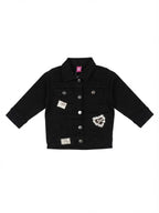 Black Embellished Girls Denim Jacket