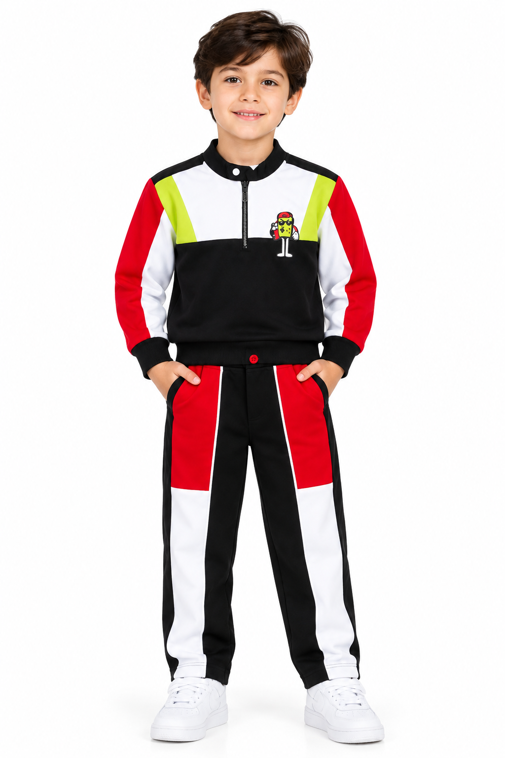 Boys Co-Ord Set with Full Sleeve Printed Sweatshirt & Track Pants