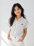 Casual Polka Dot Button-Down Top