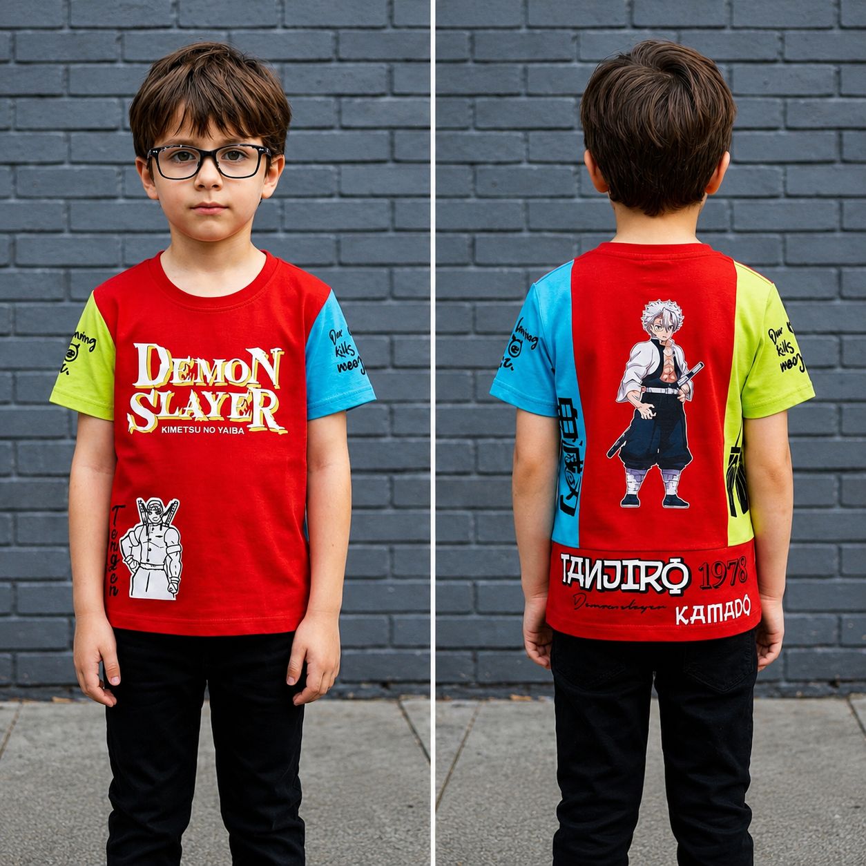 BOYS ROUND NECK DEMON SLAYER T-SHIRT