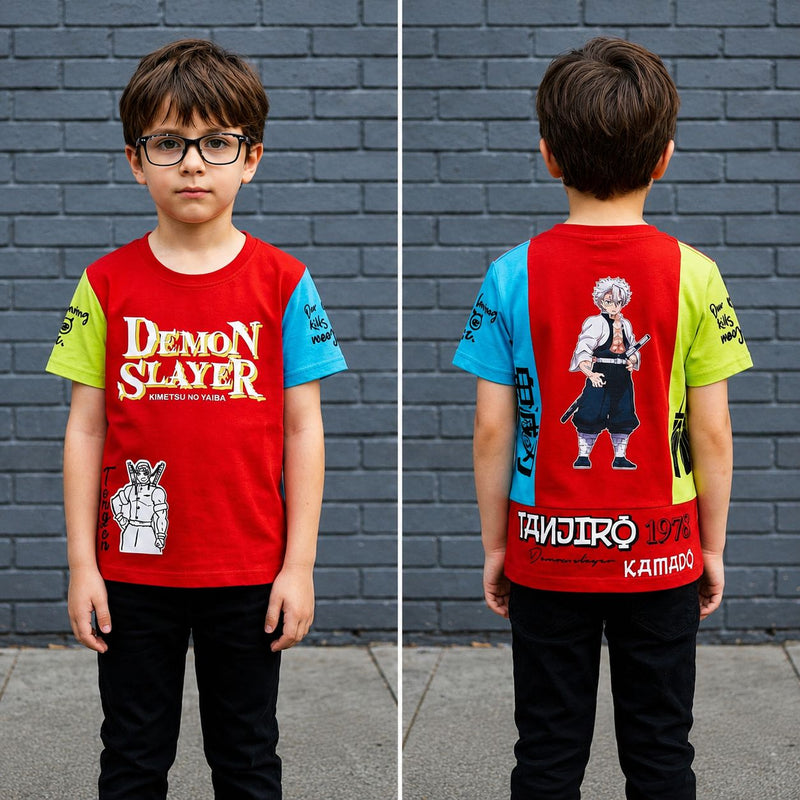 BOYS ROUND NECK DEMON SLAYER T-SHIRT