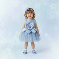 GIRLS BLUE FLOWER PARTYWEAR FROCK