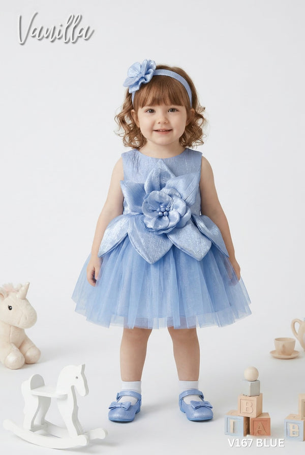 GIRLS BLUE FLOWER PARTYWEAR FROCK