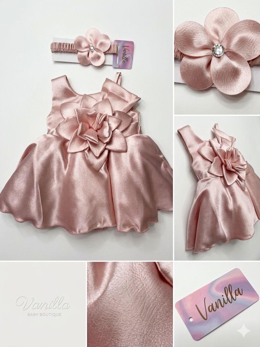 GIRLS PEACH FLOWER PARTYWEAR FROCK