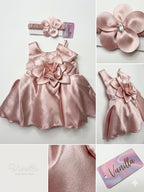 GIRLS PEACH FLOWER PARTYWEAR FROCK