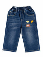 GIRLS DARK BLUE JEANS WITH VINTAGE ACCENT PATCHES