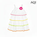 GIRLS WHITE TIERED SPAGHETTI STRAP MIDI DRESS