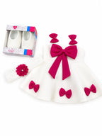 Baby Girls White & Pink Floral Party Frock