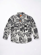 Boys Black & White Graphic Doodle Shirt
