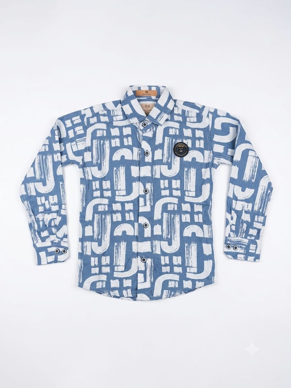 PRINTED SHIRT BLUE & WHITE