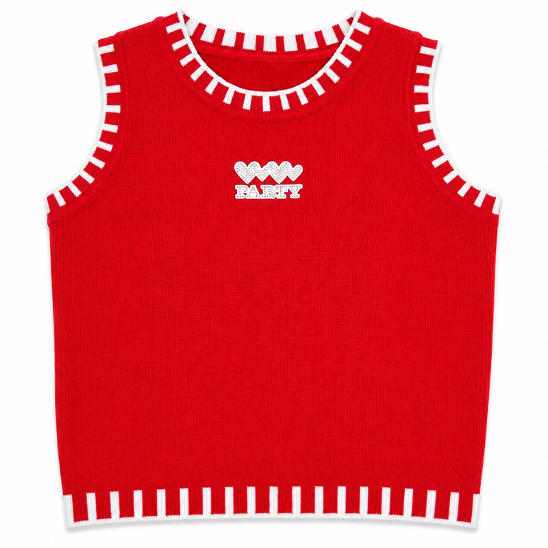 RED SLEEVELESS KNIT TANK TOP
