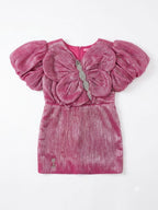 PINK PLISSE MIDI BUTTERFLY DESIGN