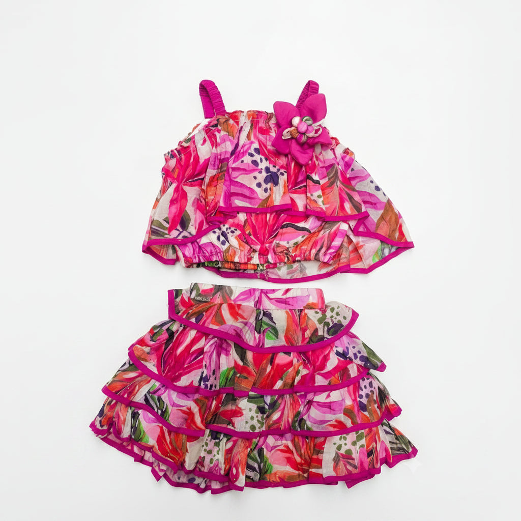 COTTON SLEEVELESS TOP AND SKIRT SET