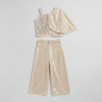 GIRLS PARTYWEAR WESTERN BEIGE CO-RDS SET