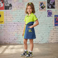 GREEN WITH DENIM LOOK MIDDY