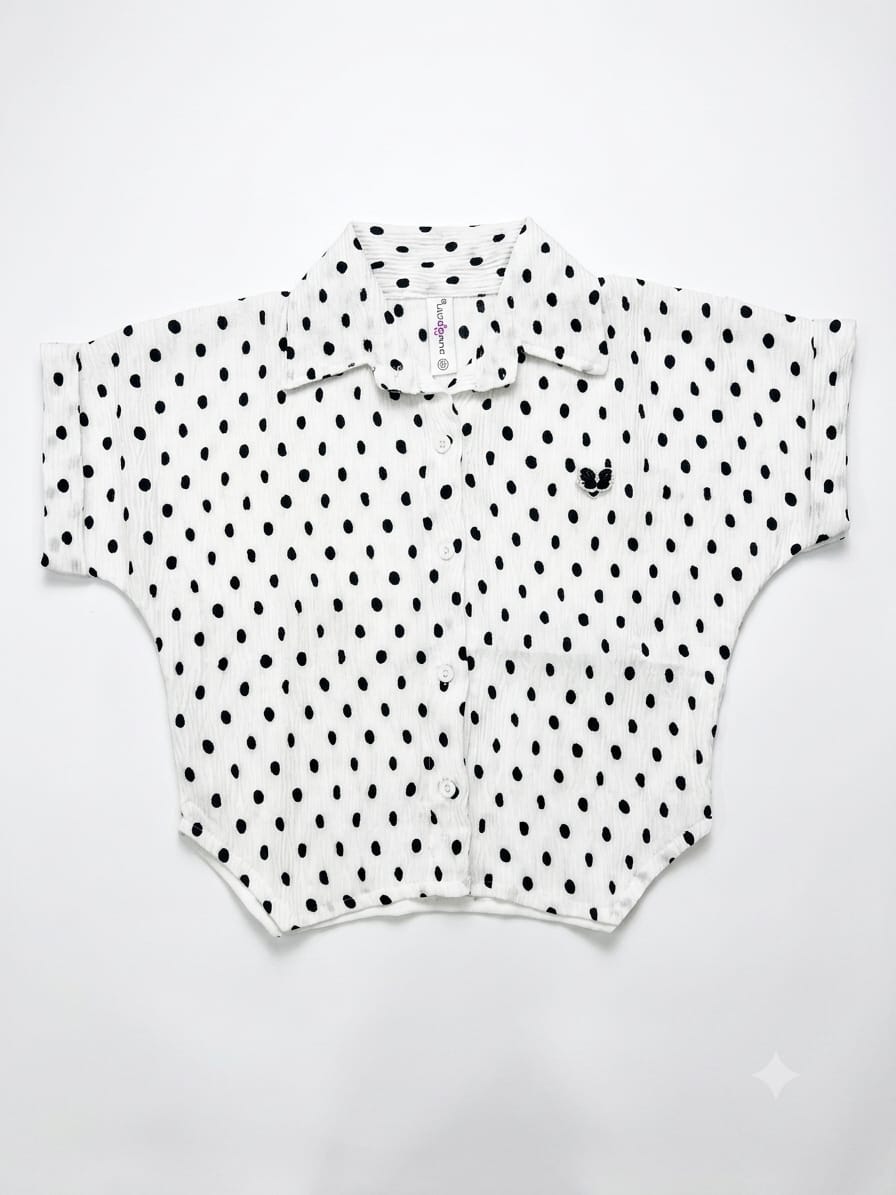 Casual Polka Dot Button-Down Top