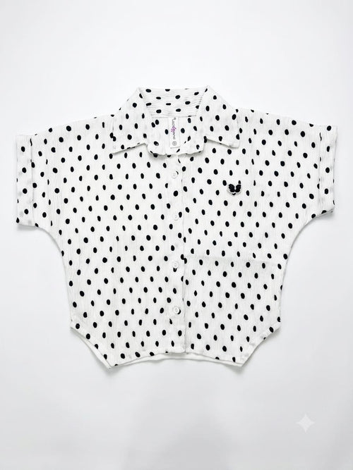Casual Polka Dot Button-Down Top