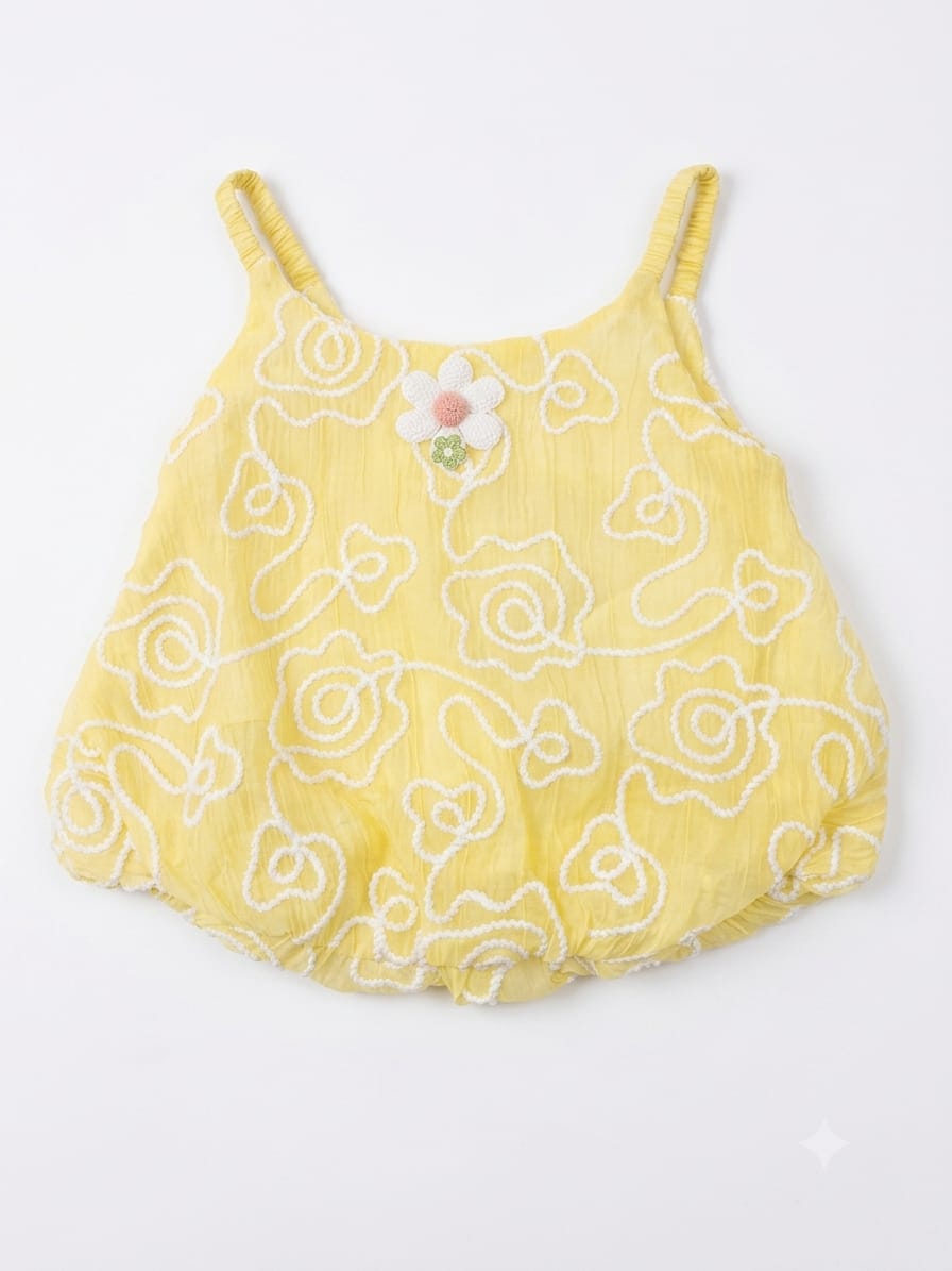 Embroidered Floral Yellow Camisole Top