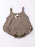 Beige Ribbed Sleeveless Baby Romper