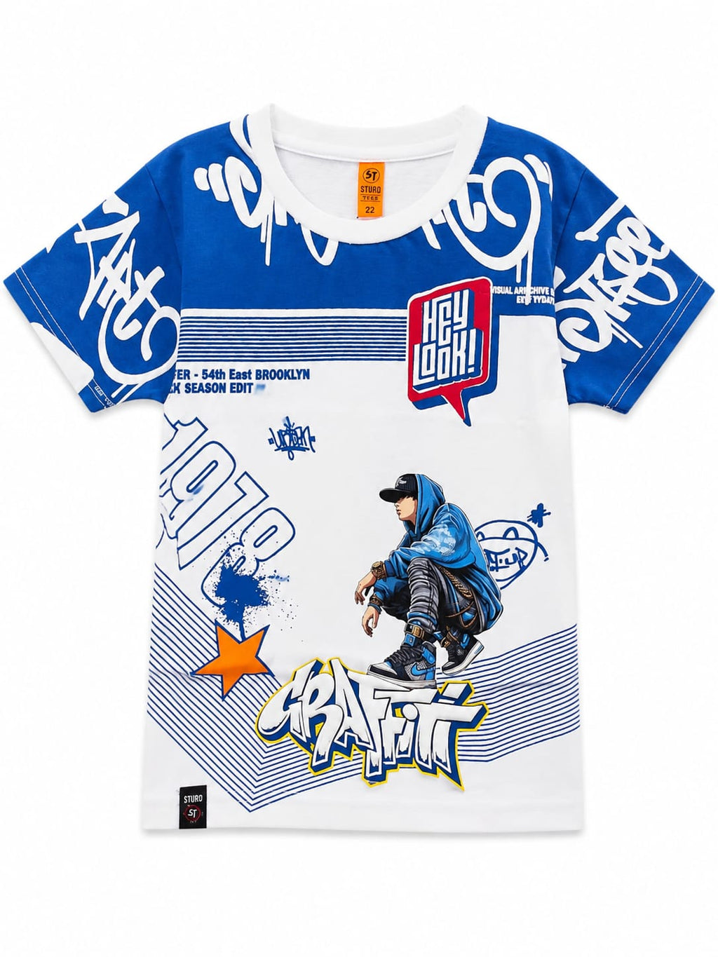 Boys bold graffiti print and trendy street style graphics
