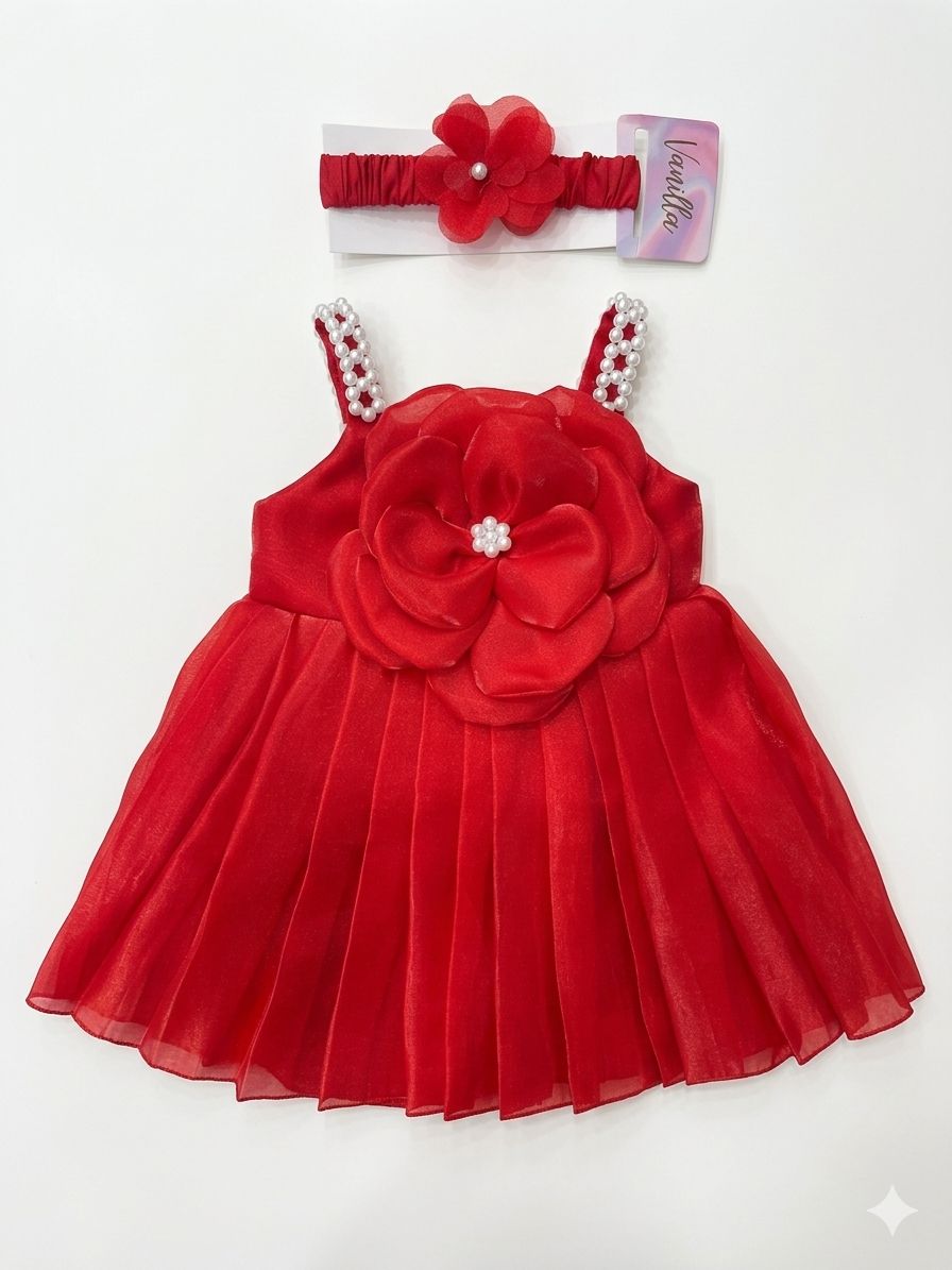 RED PEARLS FROCK