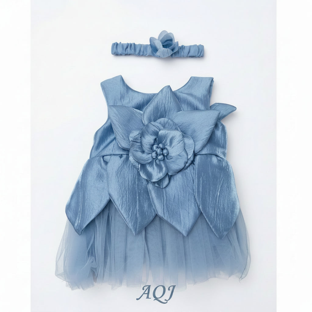 GIRLS BLUE FLOWER PARTYWEAR FROCK