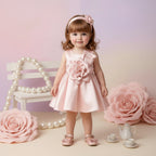 GIRLS PEACH FLOWER PARTYWEAR FROCK