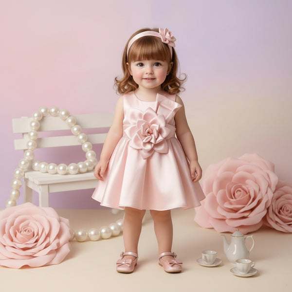 GIRLS PEACH FLOWER PARTYWEAR FROCK