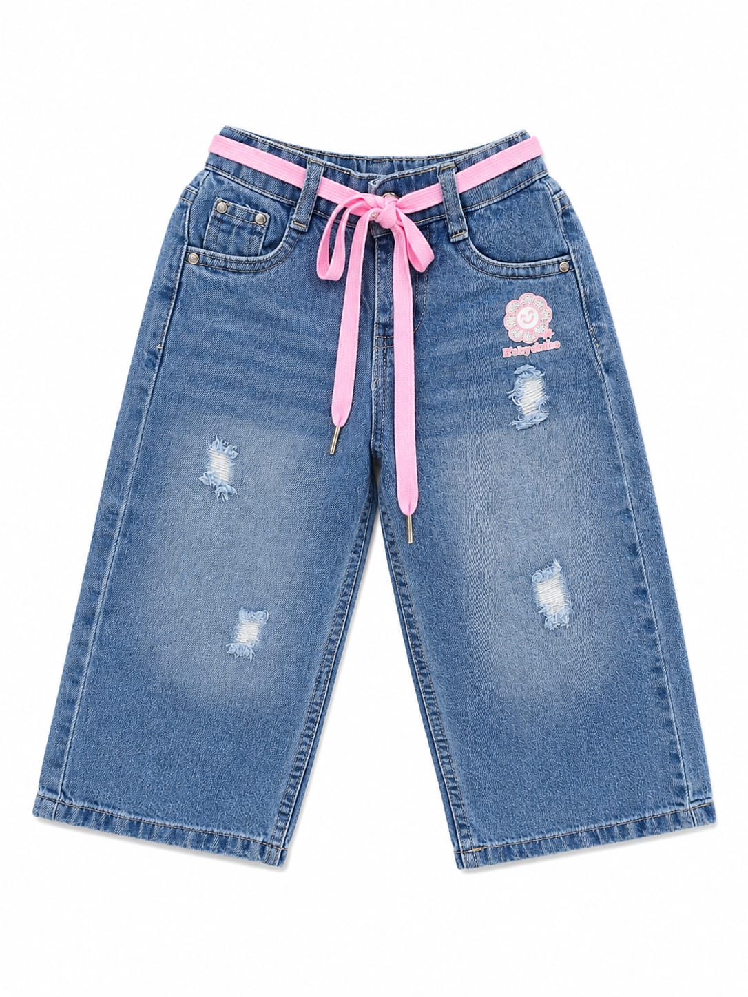 GIRLS DENIM CARGO WITH DRAWSTRING