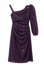 This black Speechless Girls' one-shoulder sequin party dress