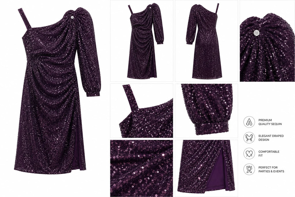 This black Speechless Girls' one-shoulder sequin party dress