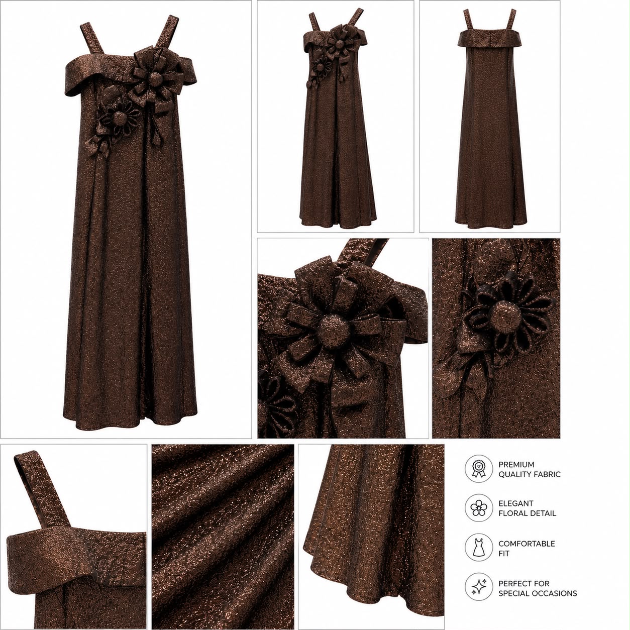GIRLS'SHIMMER OFF SHOULDER PARTY GOWN