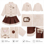 GIRLS CREAM THREE-PIECE SKIRT AND JACKET SET