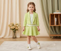 Girls Lime Green  jacket pleated cord set