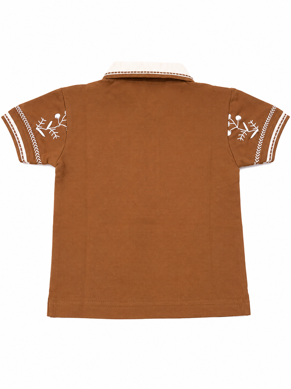 Boys' Brown Embroidered-Style Party Wear Polo T-Shirt