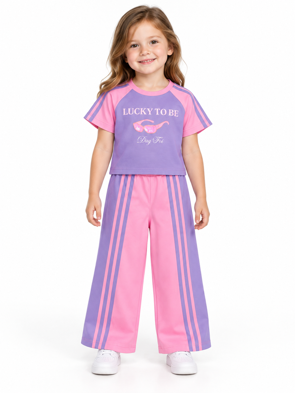 Girls Cute Graphic T-Shirt & Flared Lounge Co-rds Set