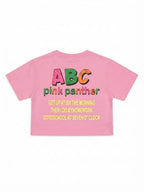 Pink Graphic Print Girls Crop T-Shirt