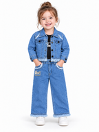 Girls Western Denim Co-ord Set