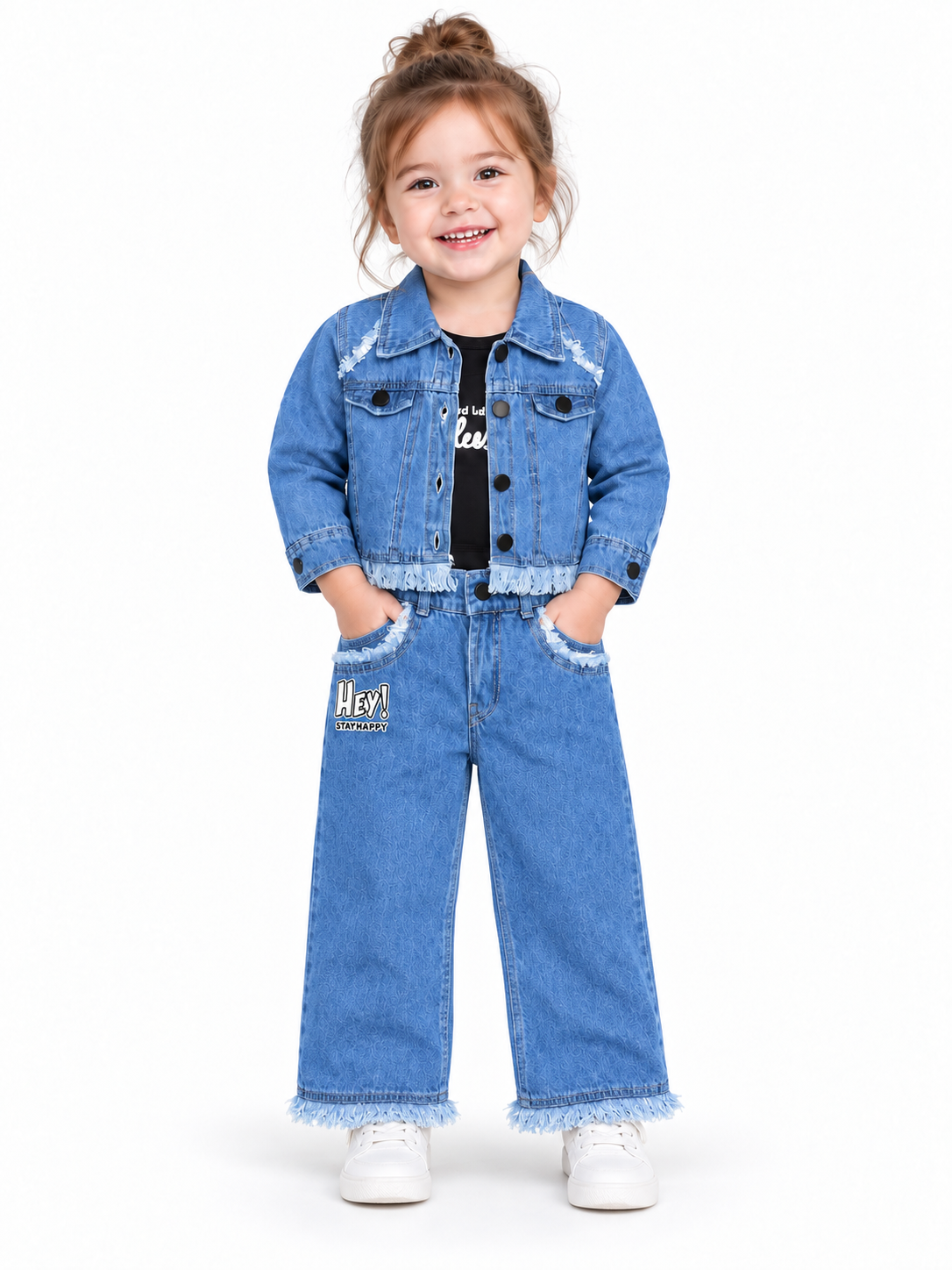 Girls Western Denim Co-ord Set